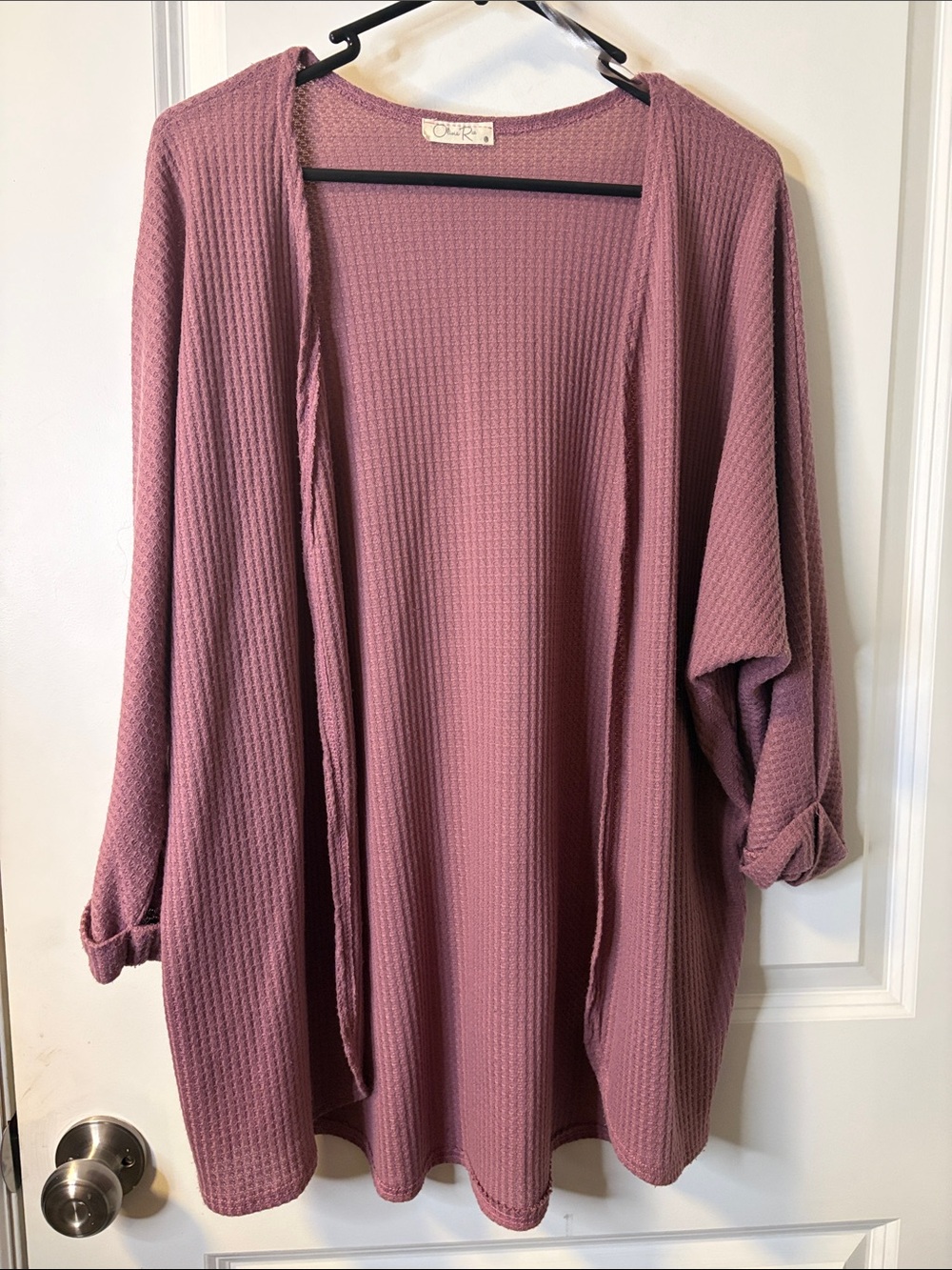 Olivia Rae Mauve Waffle Knit Open Cardigan